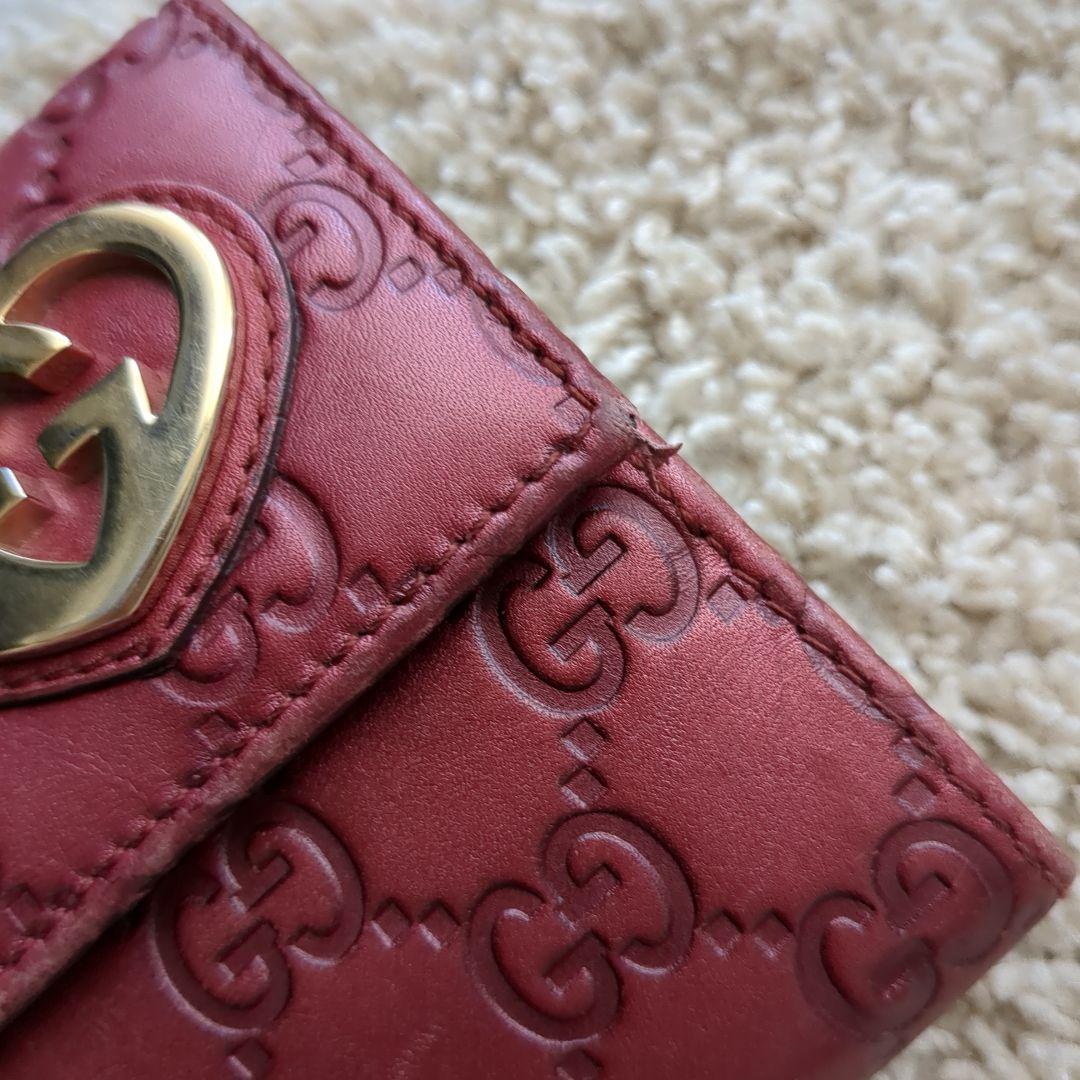 GUCCI　シマレザー　ラブリーハート 　二つ折り財布