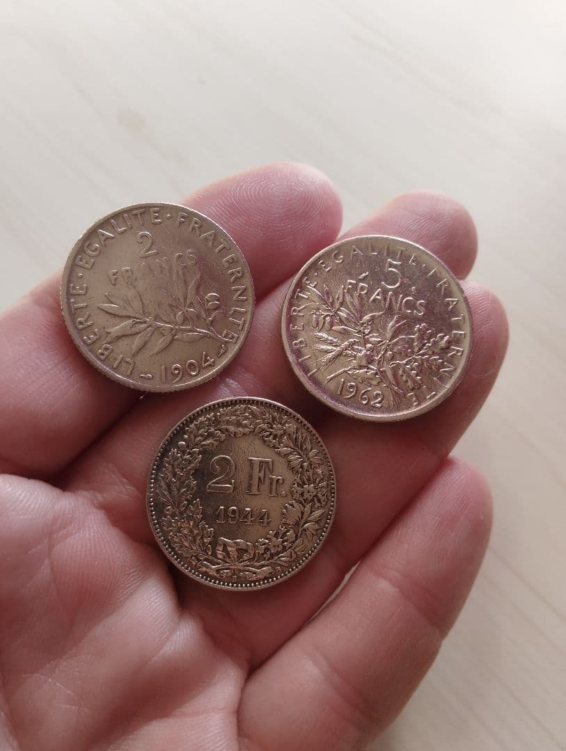 フランスとスイス銀貨