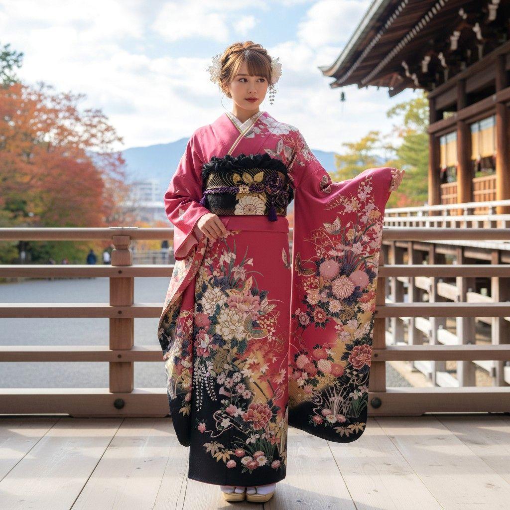 SALE中！振袖フルセット(6点)成人式・高級古典柄・金銀彩加工・高級手縫い