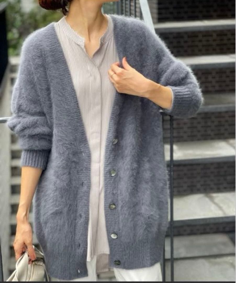 たろり★FOXロングカーデ　カシミヤ　フォックス　ファー　カーディガン