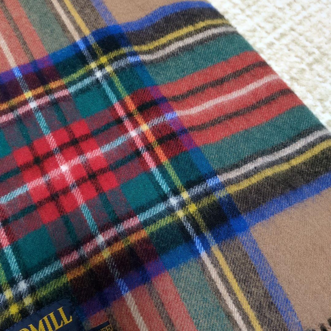 TWEEDMILL ウール タータンチェック ストール　ベージュ　大判