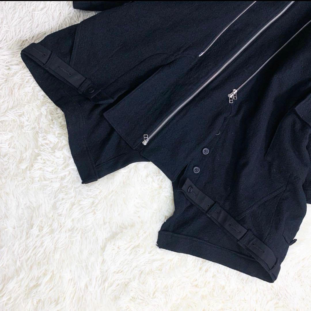 LIMI feu ジップデザインドッキングフーデットコート