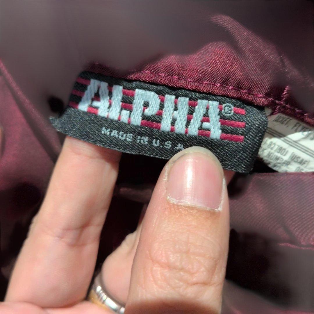 アメリカ製　00s ALPHA MA-1 アルファ　バーガンディ　ボルドー