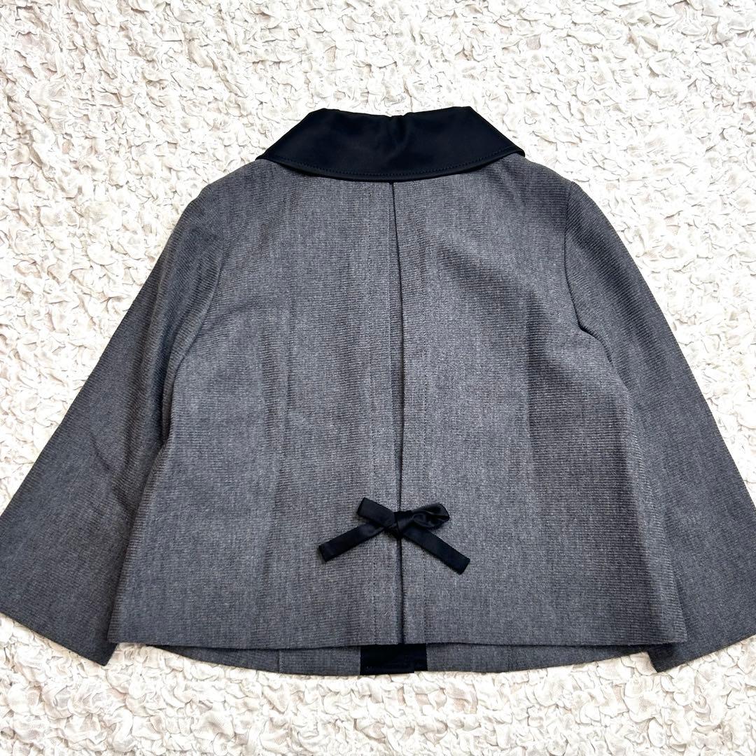 美品 SHIPS バイカラー サテン 襟 Aライン ジャケット ステンカラー