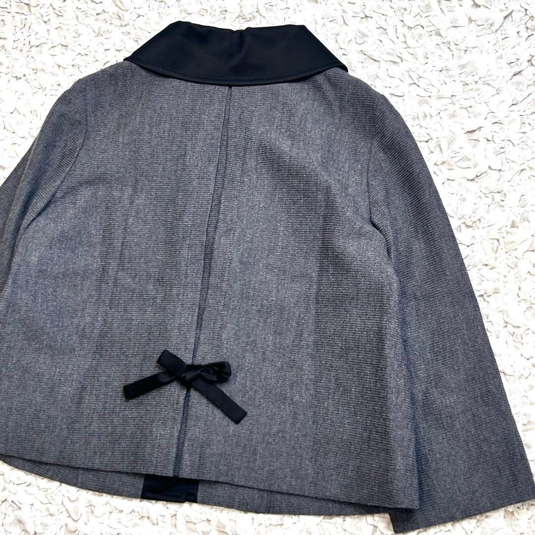 美品 SHIPS バイカラー サテン 襟 Aライン ジャケット ステンカラー