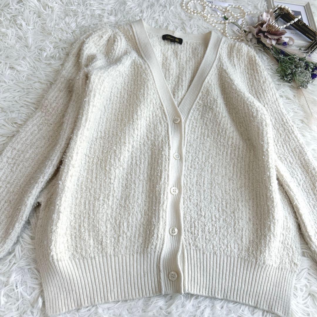 美品✨ドロワー　Drawer カシミヤフリンジニットカーディガン　アイボリーM