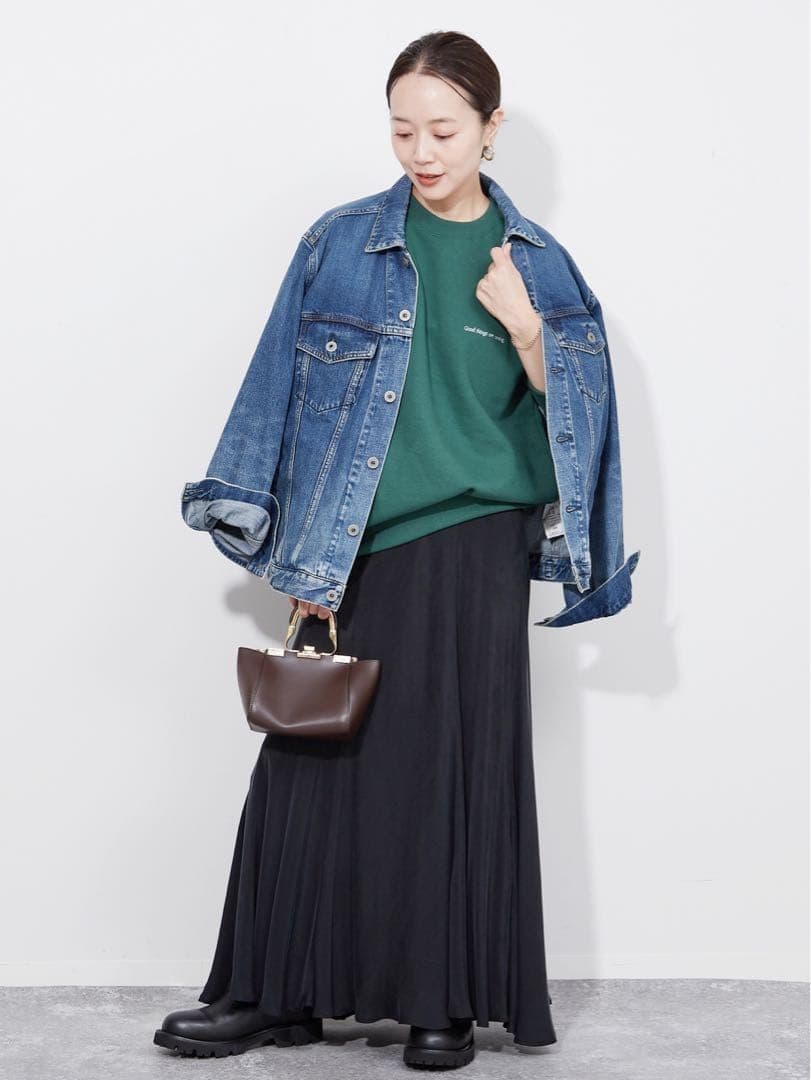 plage Washable Fibril ロングスカート　ブラック黒　キュプラ