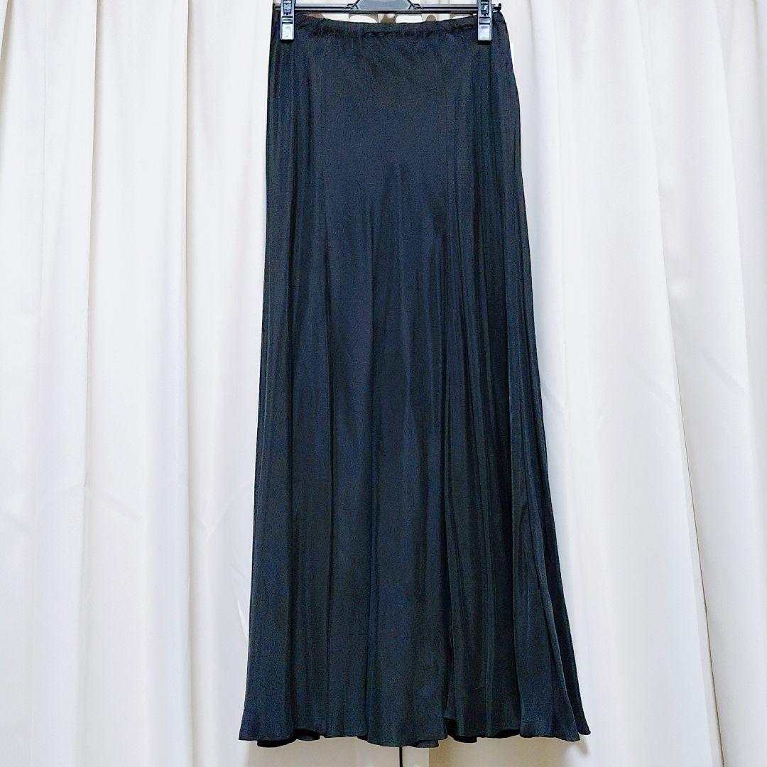 plage Washable Fibril ロングスカート　ブラック黒　キュプラ