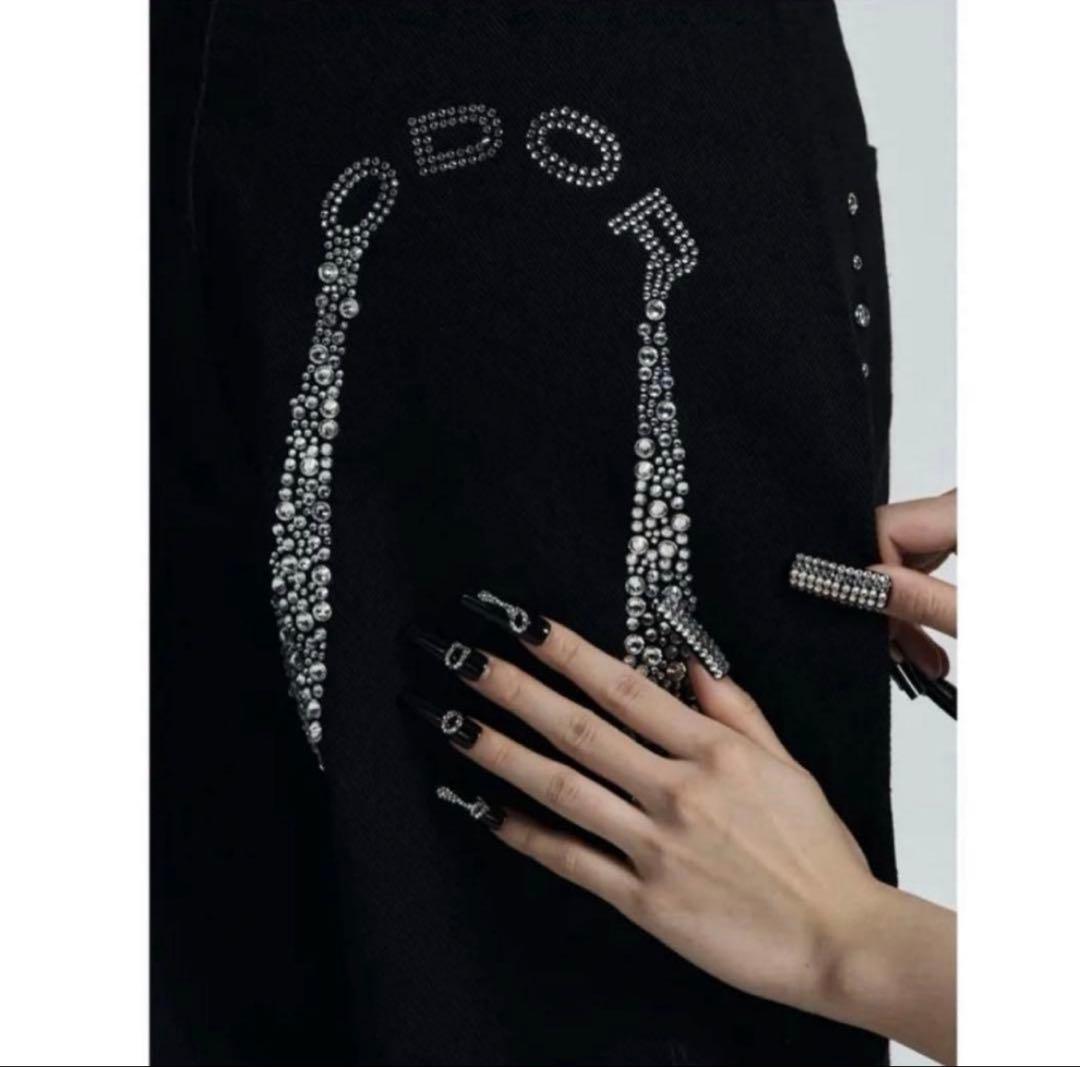 ODOR Cris studded pants デニム