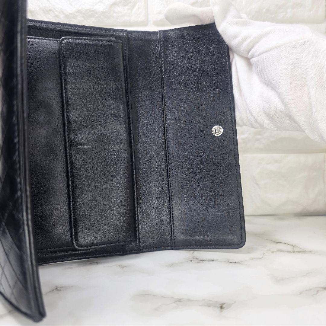 CHANEL シャネル ビコローレ 三つ折り財布 ブラック