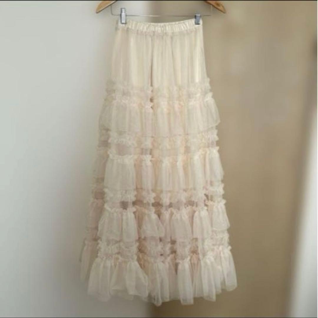 新品✨Acka tulle long skirt チュールスカート　アイボリー