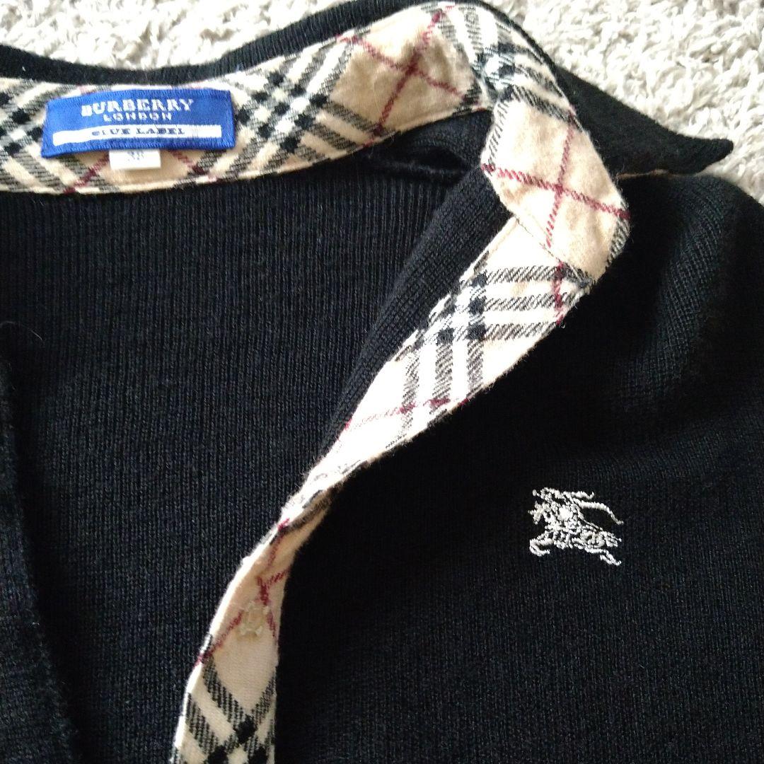 Burberry☆バーバリー　ノバチェック　ウール　ポロシャツ　スキッパー　黒