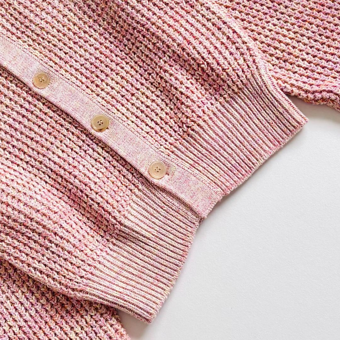 美品✨CABaN コットンカシミヤ ミックスワッフル　ニットカーディガン ピンク