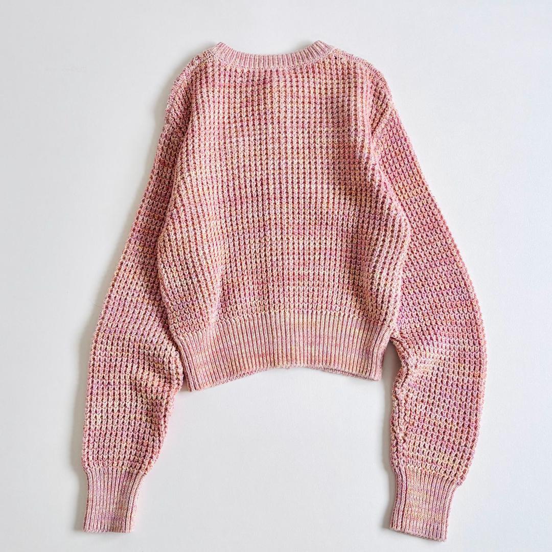 美品✨CABaN コットンカシミヤ ミックスワッフル　ニットカーディガン ピンク
