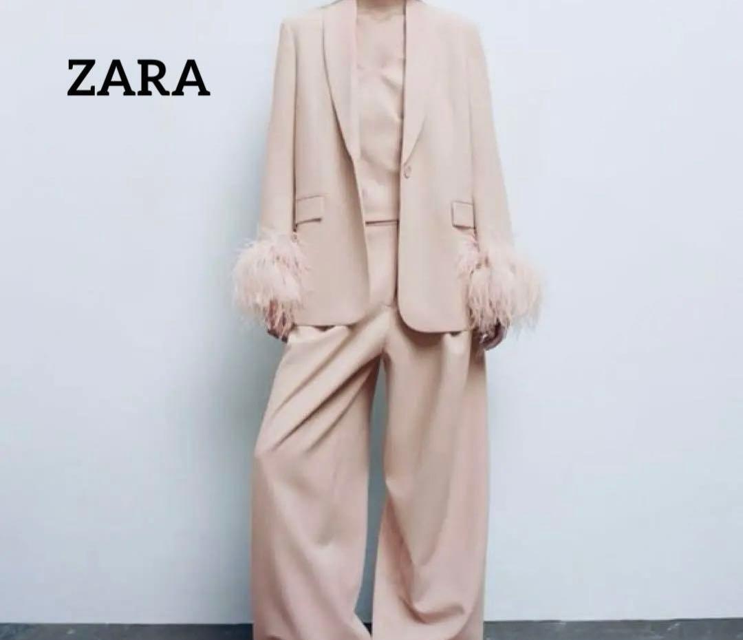 ZARA フェザー　ファー　ジャケット　パステルピンク litmus