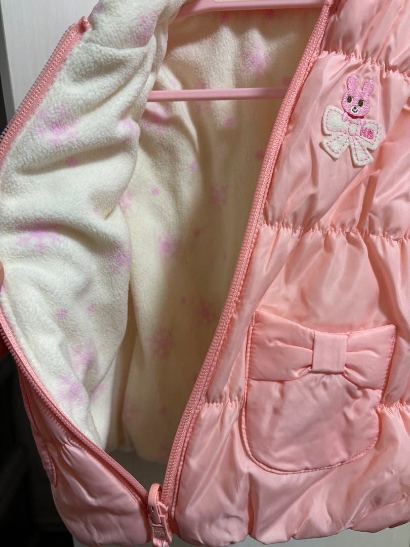 新品 ミキハウス ピンク 中綿ベスト ダウンベスト 80