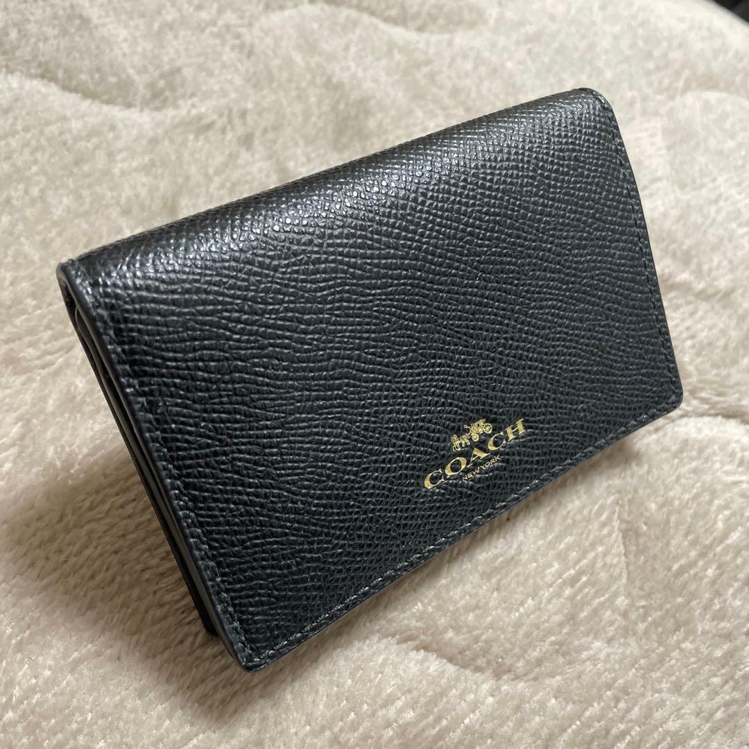 【美品】COACH ブラック レザー 名刺入れカード入れ