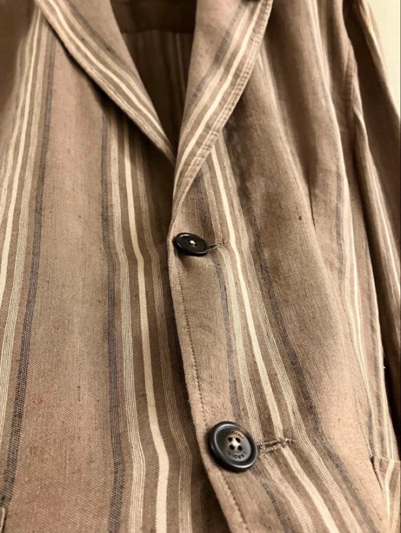 【LARDINI】 BROWN×BEIGE ストライプ リネン ジャケット