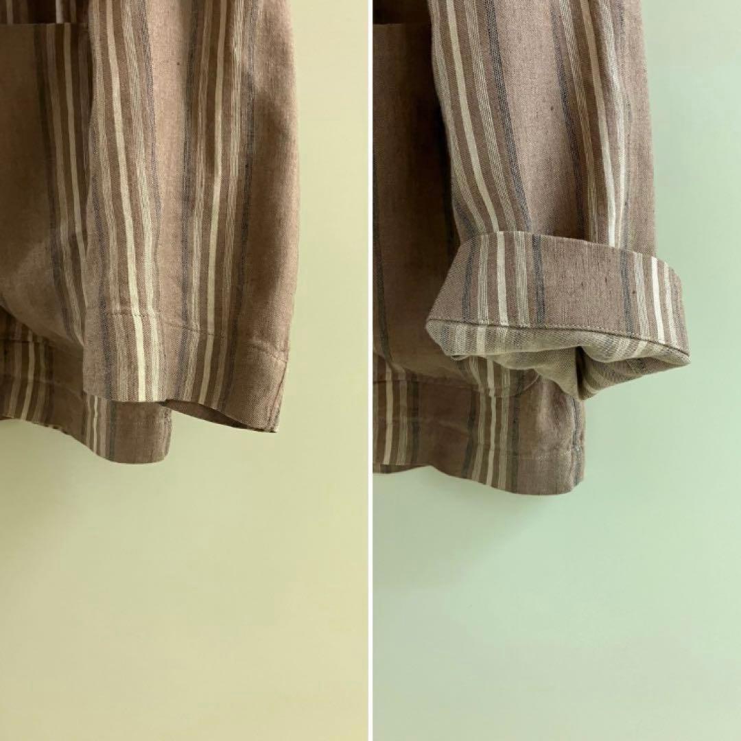 【LARDINI】 BROWN×BEIGE ストライプ リネン ジャケット