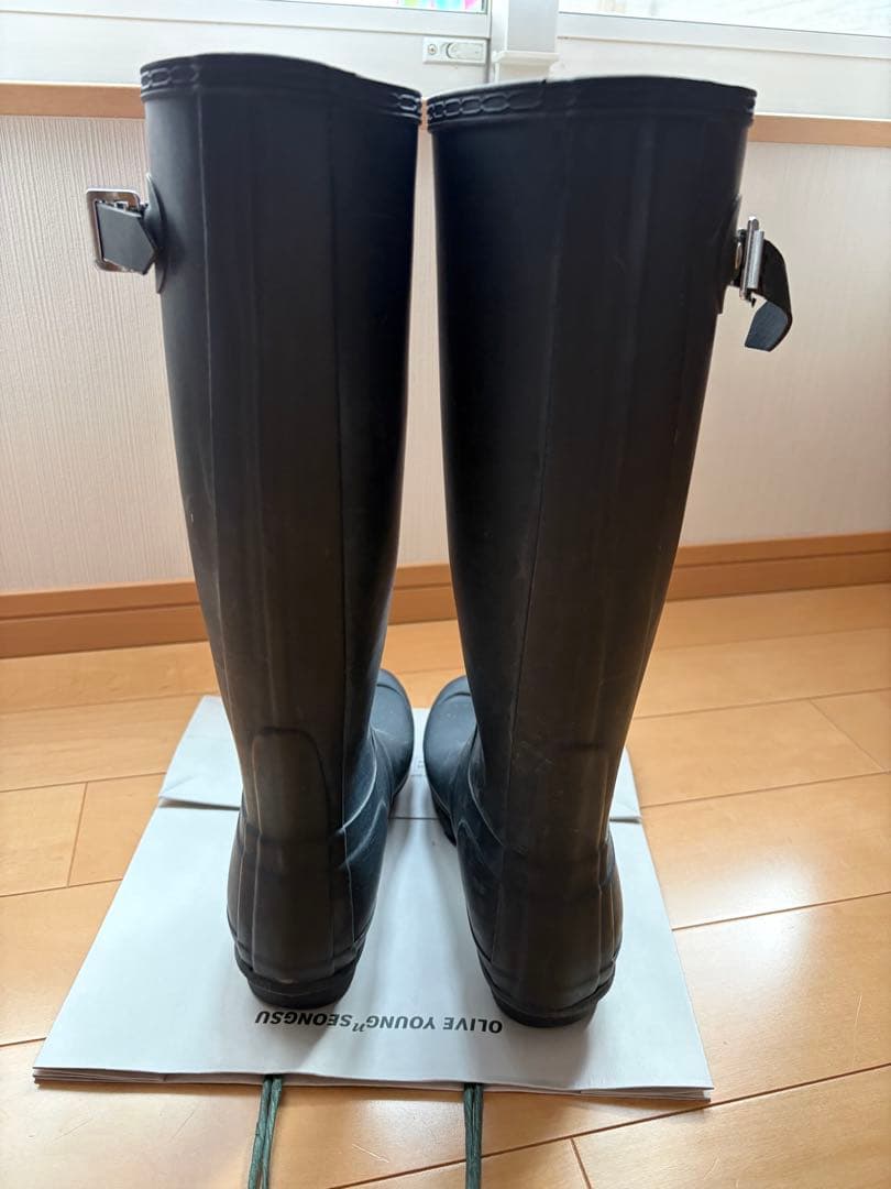 HUNTER ネイビー　ロングブーツ　EU38 約24cm