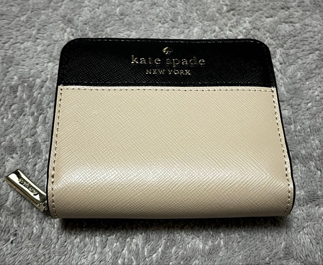 kate spade 二つ折り財布 黒/ベージュ ケイトスペード