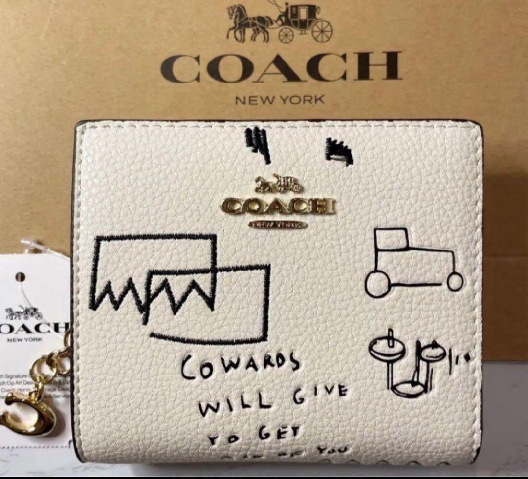 COACHパスキアコラボホワイト白二つ折り財布スナップウォレット新品未使用品