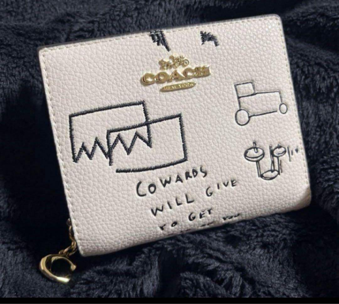 COACHパスキアコラボホワイト白二つ折り財布スナップウォレット新品未使用品