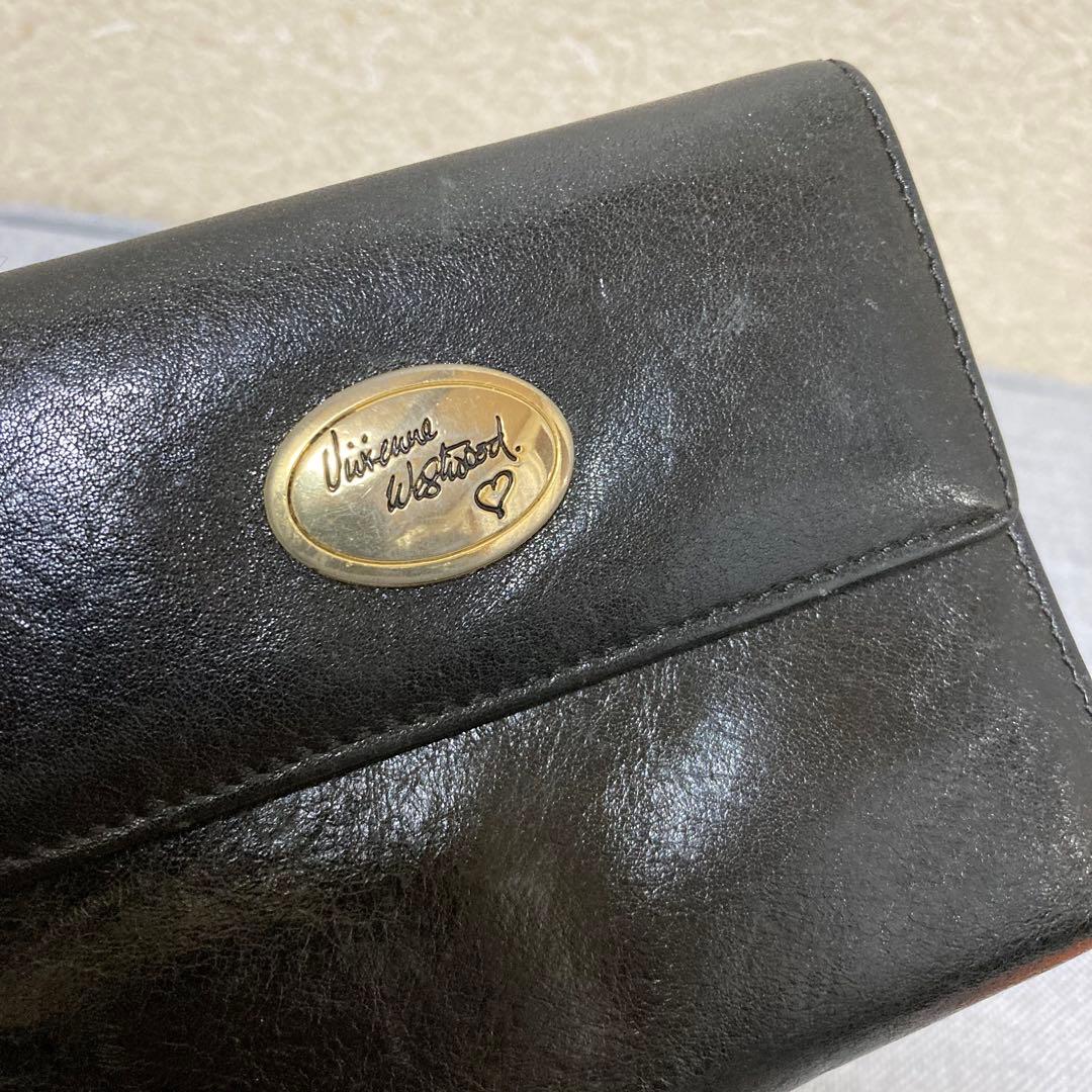 ヴィヴィアンウエストウッド 二つ折り財布 レザー ブラック がま口