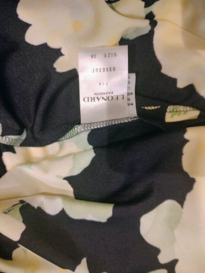 LEONARD 花柄 長袖ひざ丈ワンピース サイズ38美品
