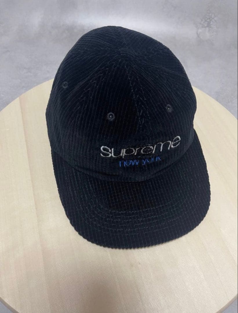 supreme シュプリーム ワッフル コーデュロイ キャップ ブラック