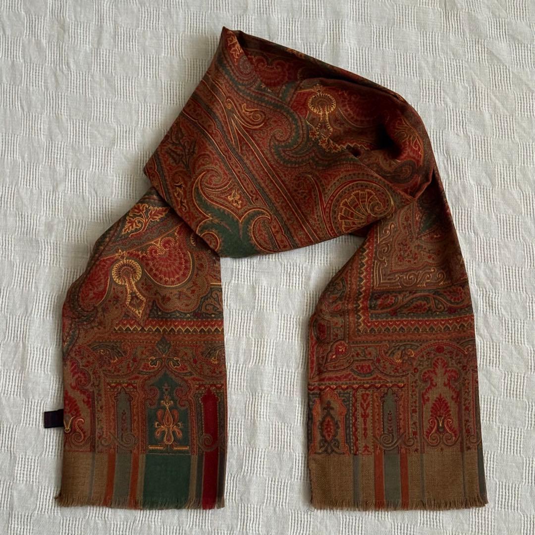 ETRO ペイズリー柄 ストール シルク混合ウール