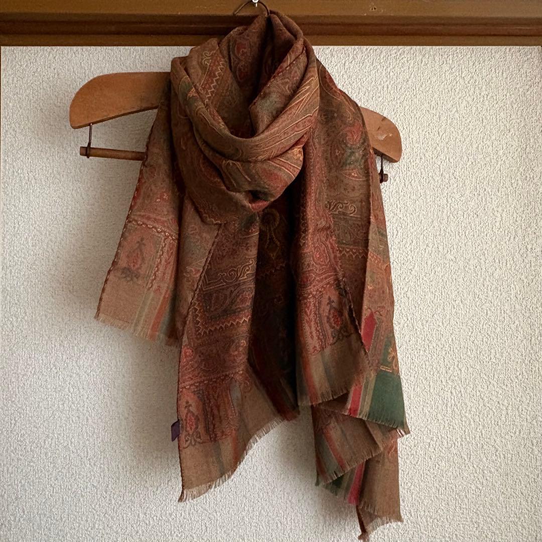 ETRO ペイズリー柄 ストール シルク混合ウール
