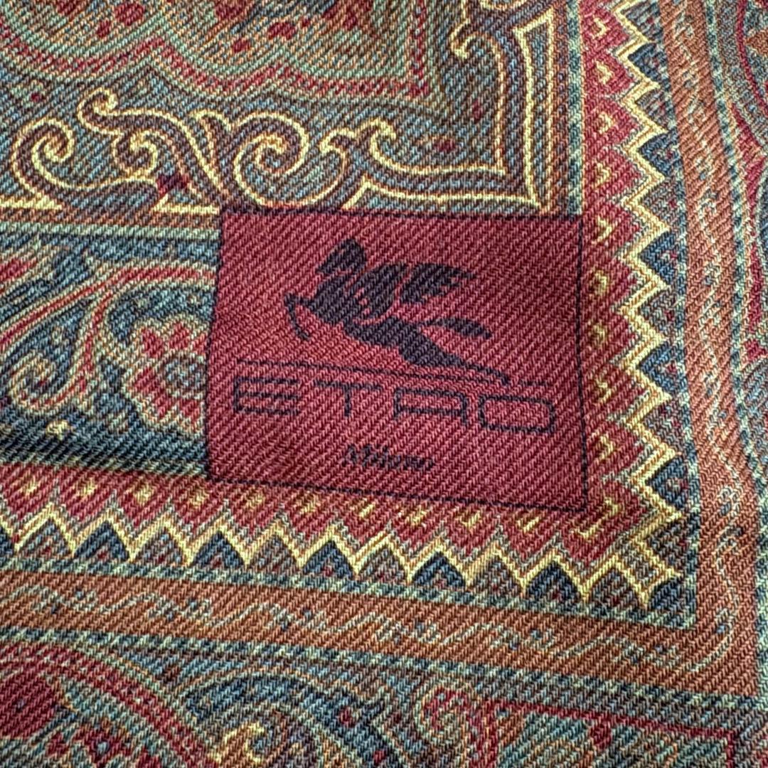 ETRO ペイズリー柄 ストール シルク混合ウール
