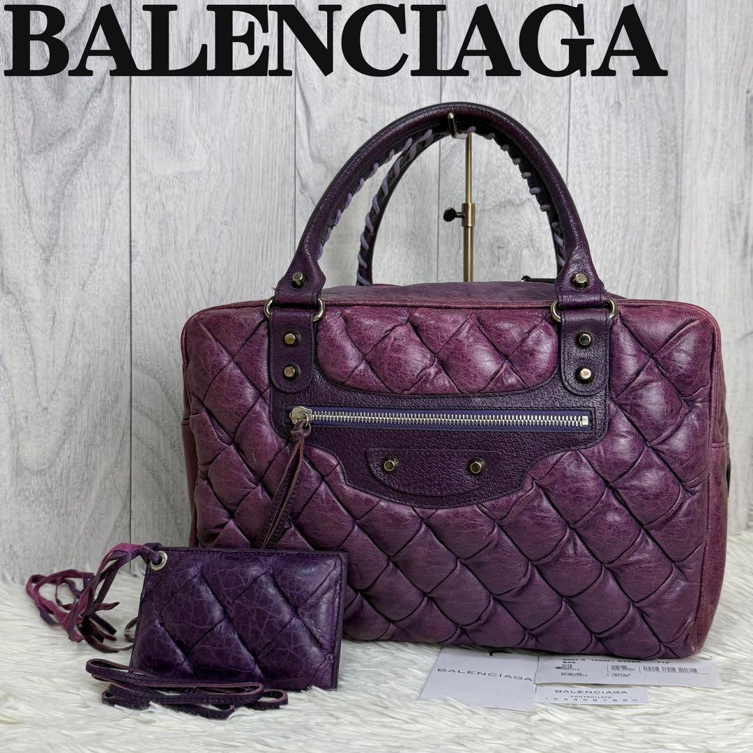 BALENCIAGA バレンシアガ キルティング レザー ボストンバッグ シティ