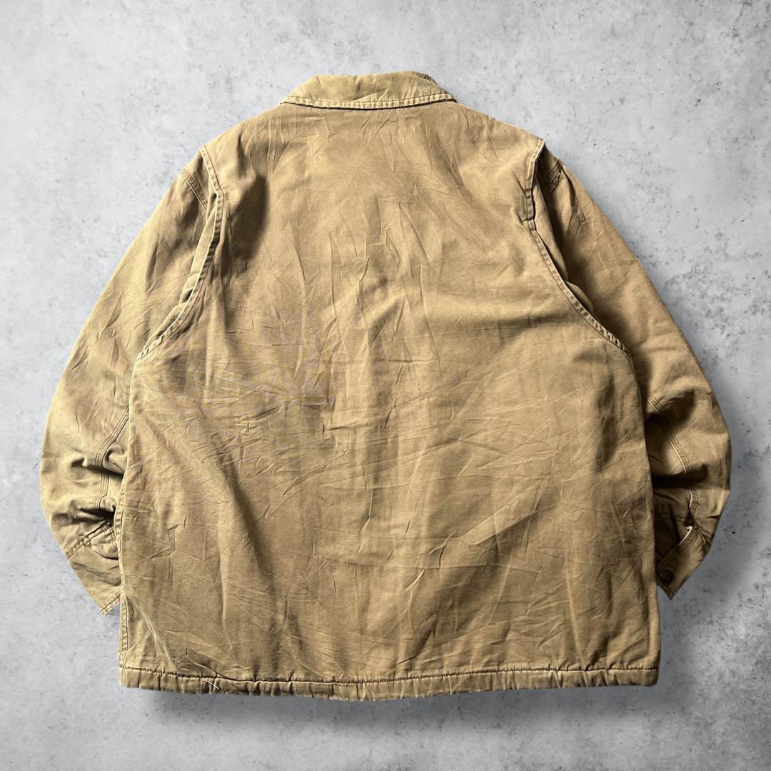 OLDNAVYダックジャケットカバーオールベージュフェードXLワーク古着雰囲気系
