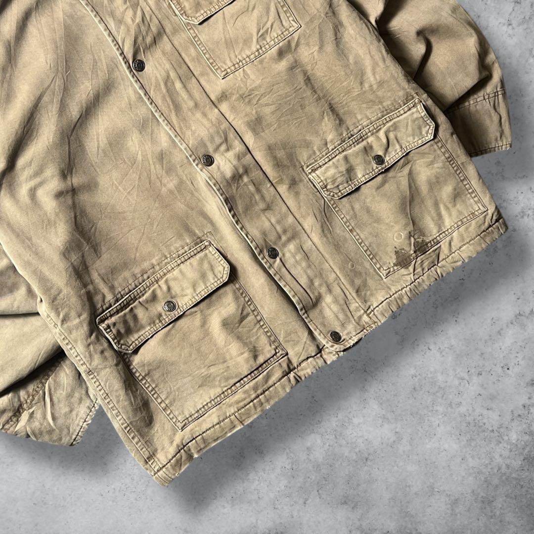 OLDNAVYダックジャケットカバーオールベージュフェードXLワーク古着雰囲気系