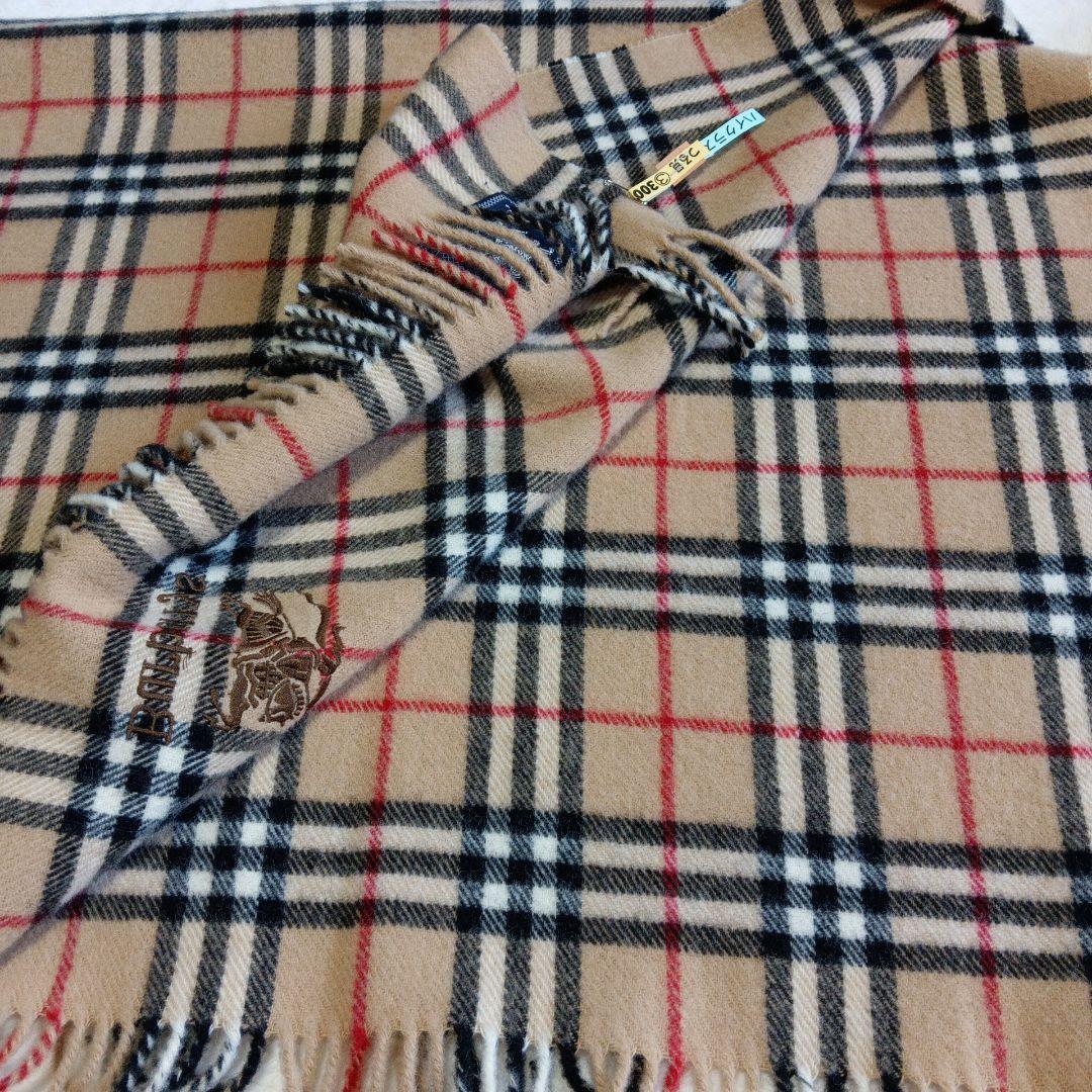 BURBERRYS バーバリー ロゴ刺繍 ノバチェック ウール 膝掛け 肩掛け