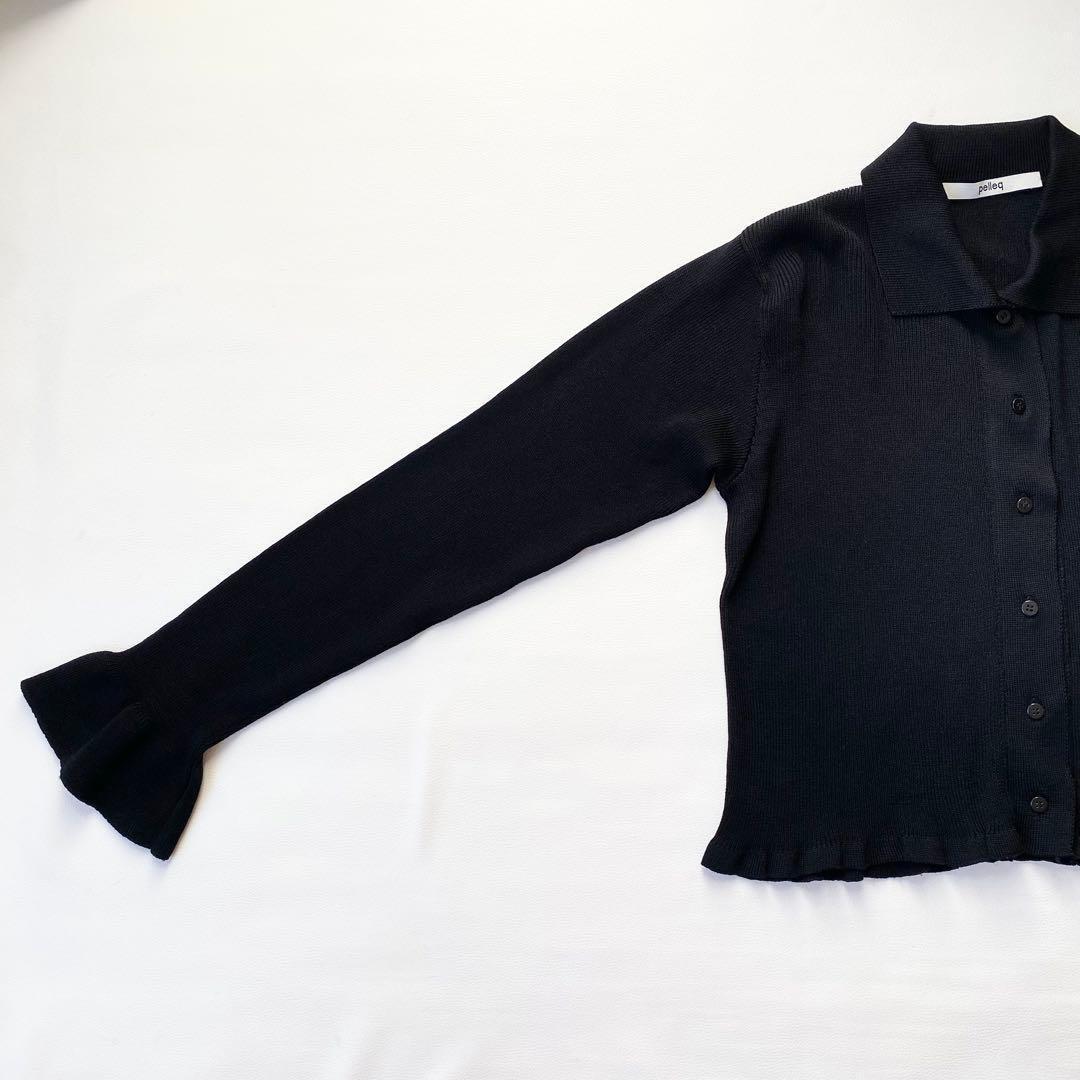 【美品】ぺレック　リブニット シャツカーディガン　24SS　クロップド　ショート