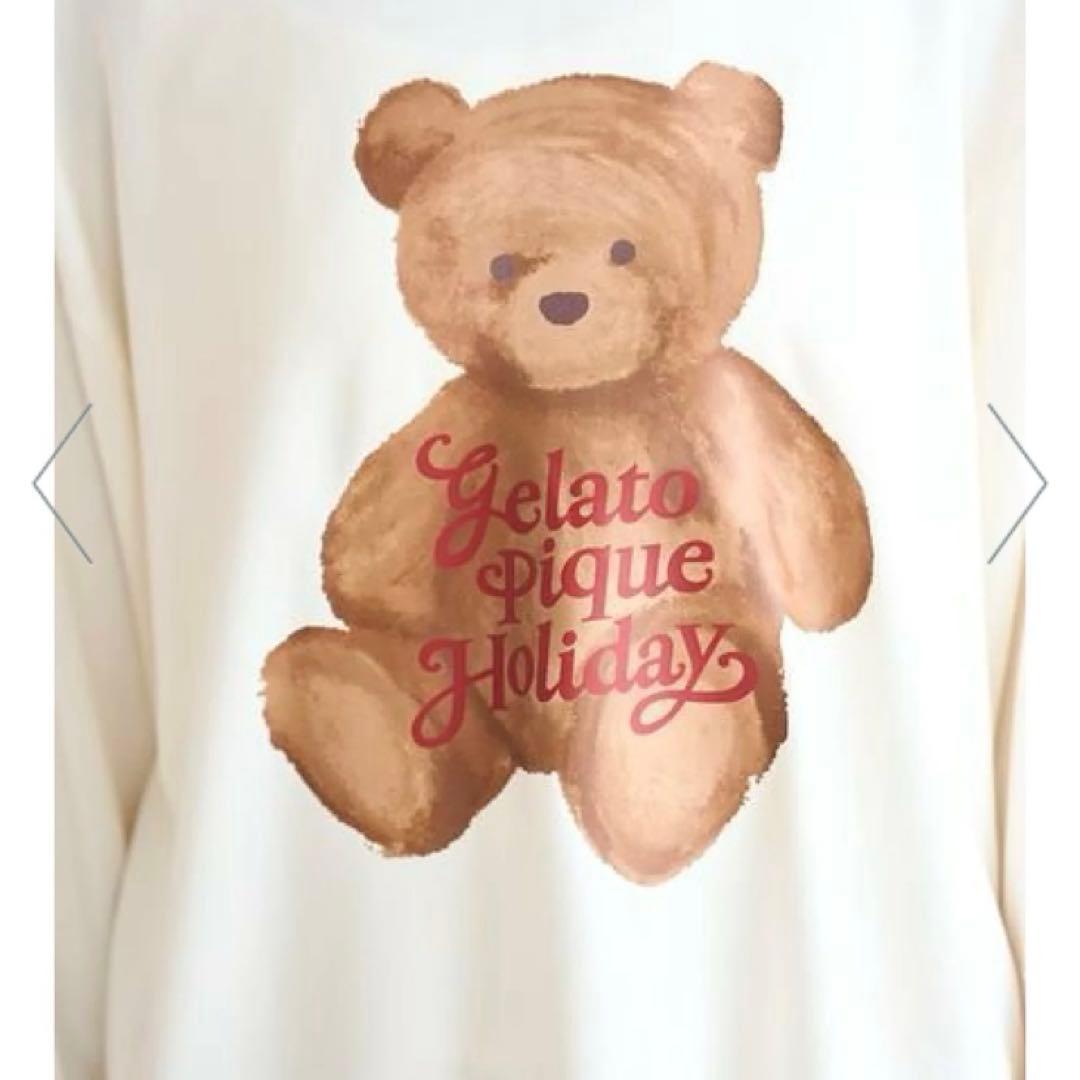 新品　ジェラートピケ　holiday ベア柄ワンポイントロンT くま　bear