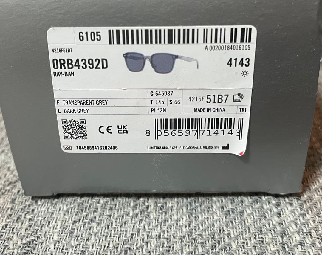 レイバン RB4392D 645087 66サイズ クリアグレー