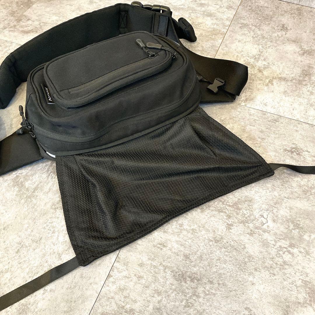 【美品】POMULU 2WAYヒップシート ショルダーバッグ ブラック 抱っこ紐