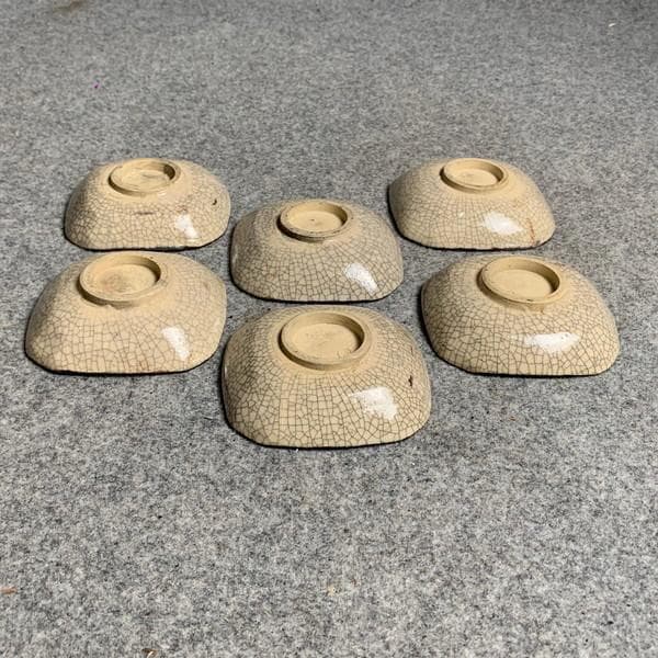 砥部焼寿水絵変り角小皿6枚 [B26913]