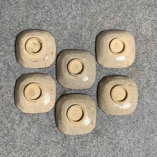 砥部焼寿水絵変り角小皿6枚 [B26913]