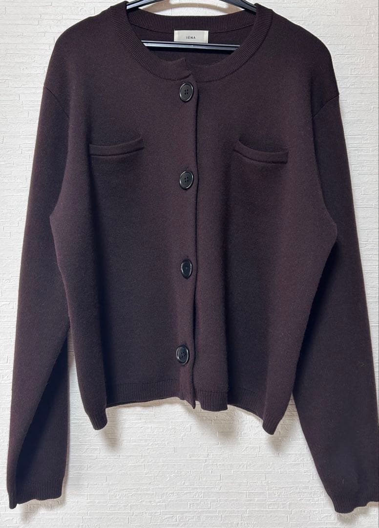 美品 イエナ スーパーファインスムース クルーカーディガン