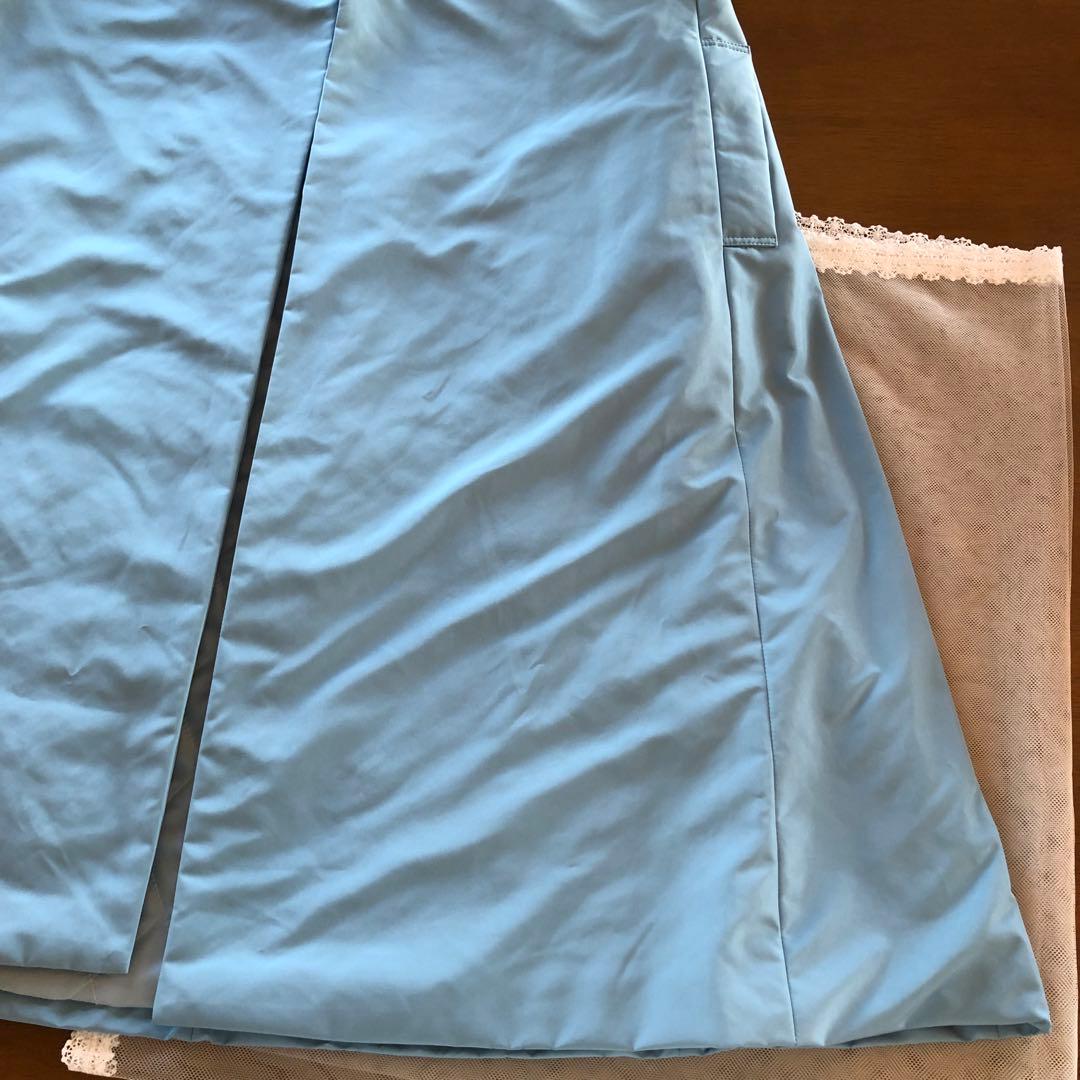美品　ストロベリーフィールズ　トレンチダウン風コート　ロング　アウター　水色　M