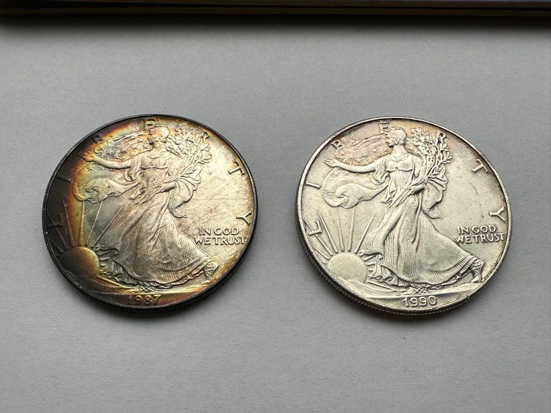 純銀　イーグル銀貨1オンス　シルバーイーグル　1OZ 純銀　アメリカ銀貨2枚本物
