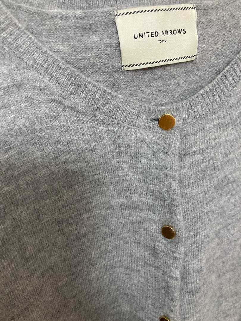 UNITED ARROWS 金ボタンウールカシミヤカーディガン　グレー