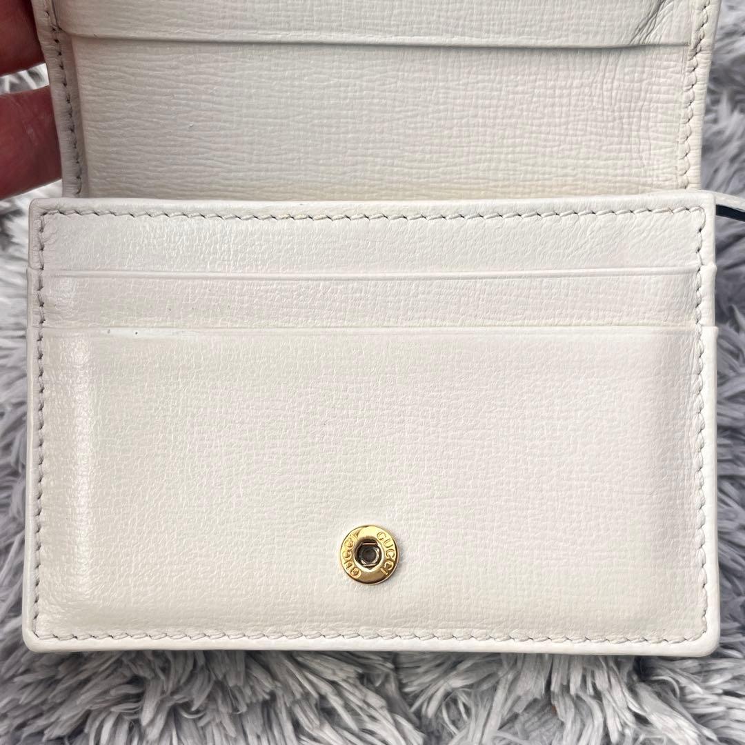 良品✨GUCCI GGスプリーム　ホワイト　折り財布　 ホースビット　レディース