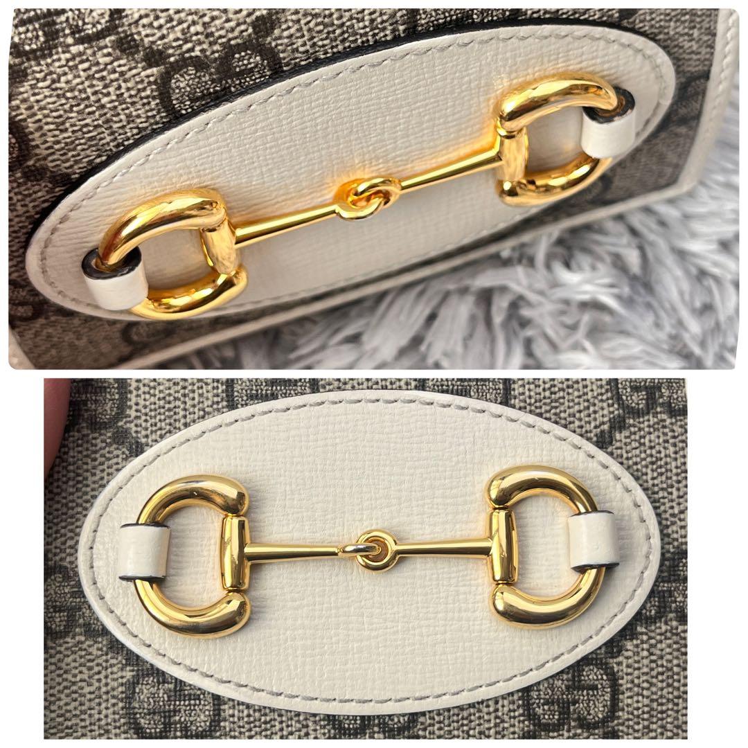 良品✨GUCCI GGスプリーム　ホワイト　折り財布　 ホースビット　レディース