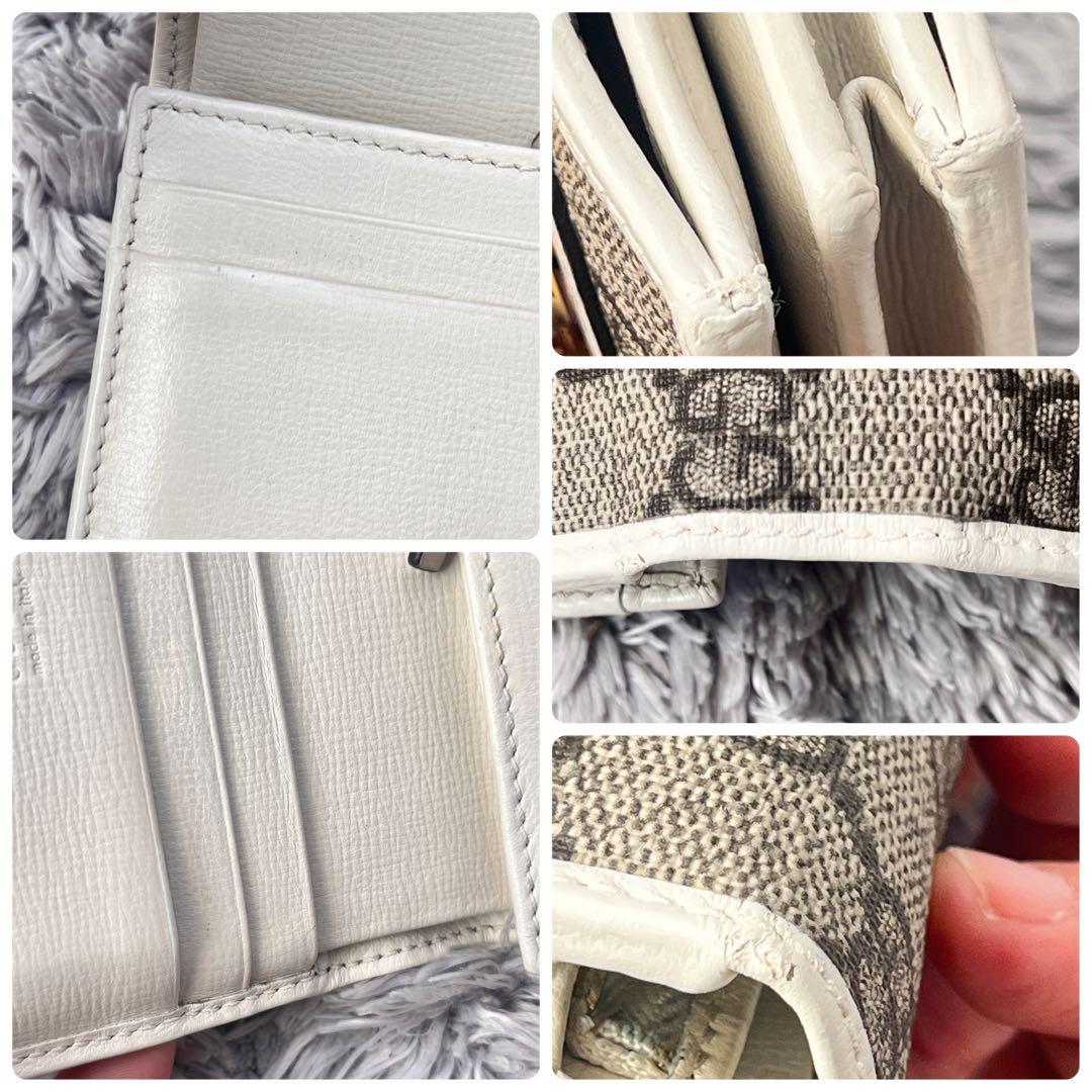 良品✨GUCCI GGスプリーム　ホワイト　折り財布　 ホースビット　レディース